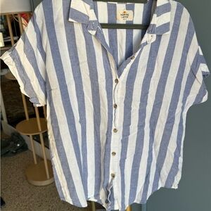 Marine Layer Blue and White Striped Shirt